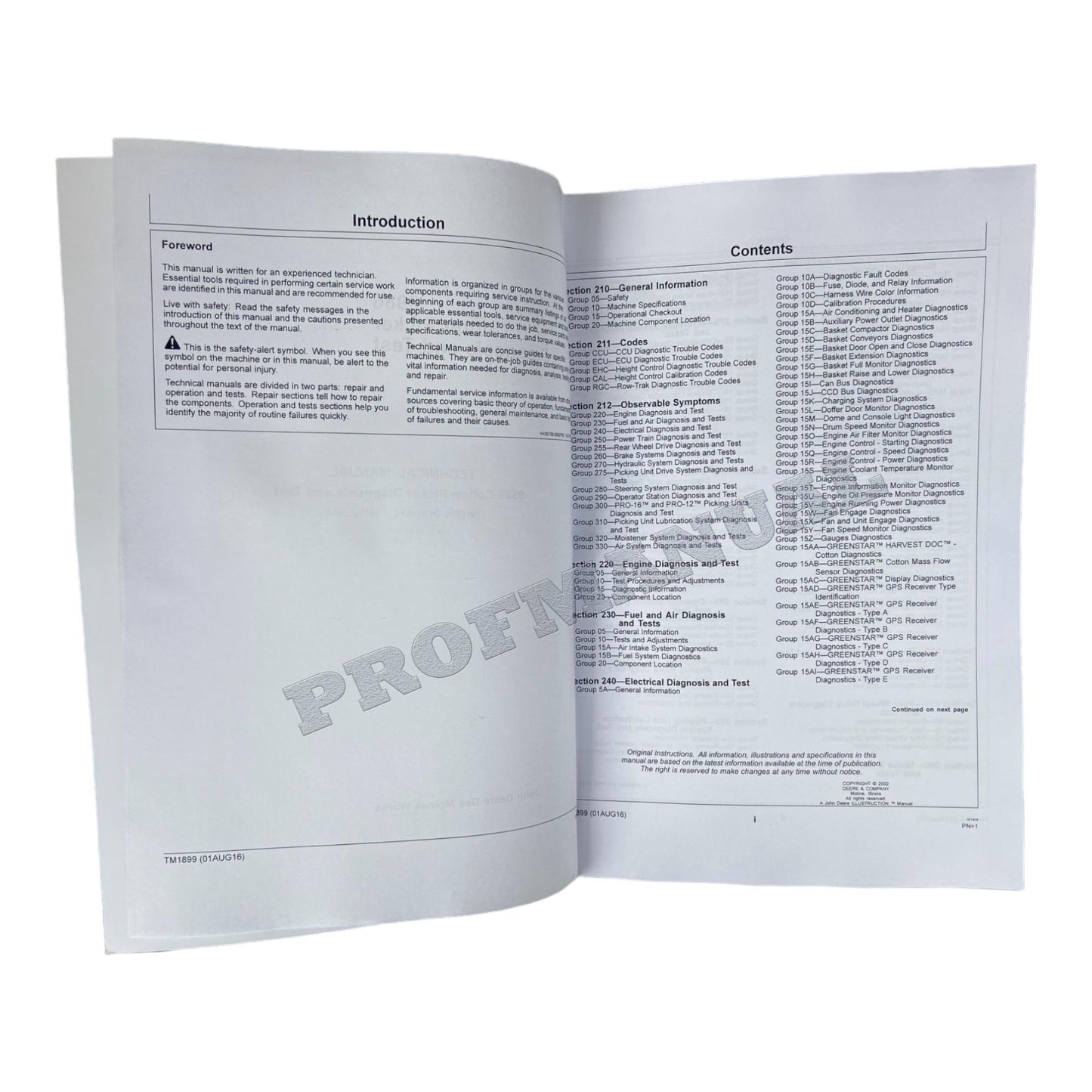 JONH DEERE 9986 COTTON PICKER DIAGNOSTIC SERVICE MANUAL TM1899