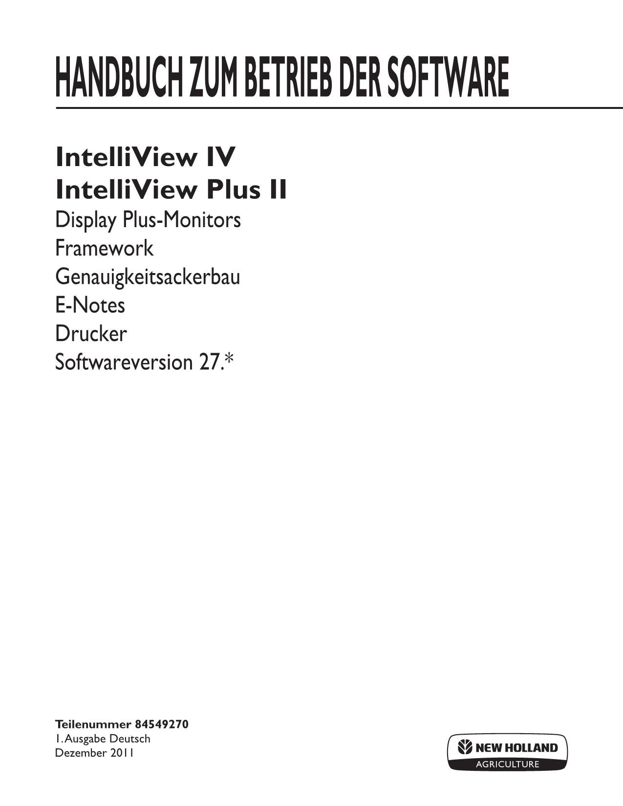 New Holland INTELLIVIEW IV PLUS II Betriebsanleitung