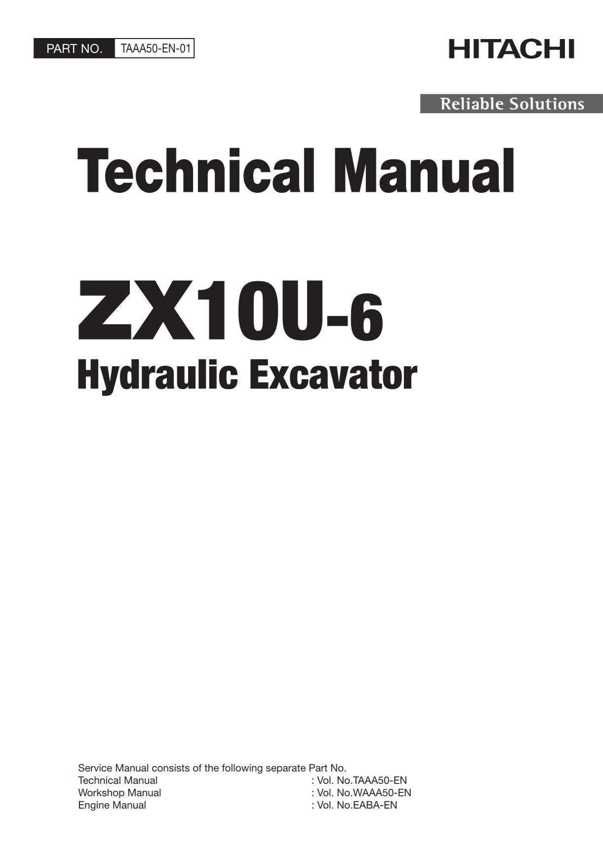 Hitachi ZX10U-6 Excavator Service Manual with Schemes