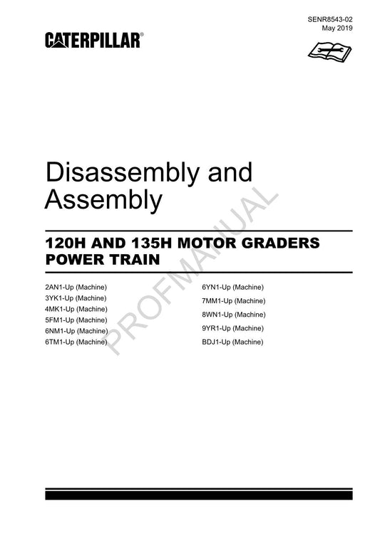 Caterpillar 120H 135H GRADER POWER TRAIN Demontage und Montage Servicehandbuch SENR8543