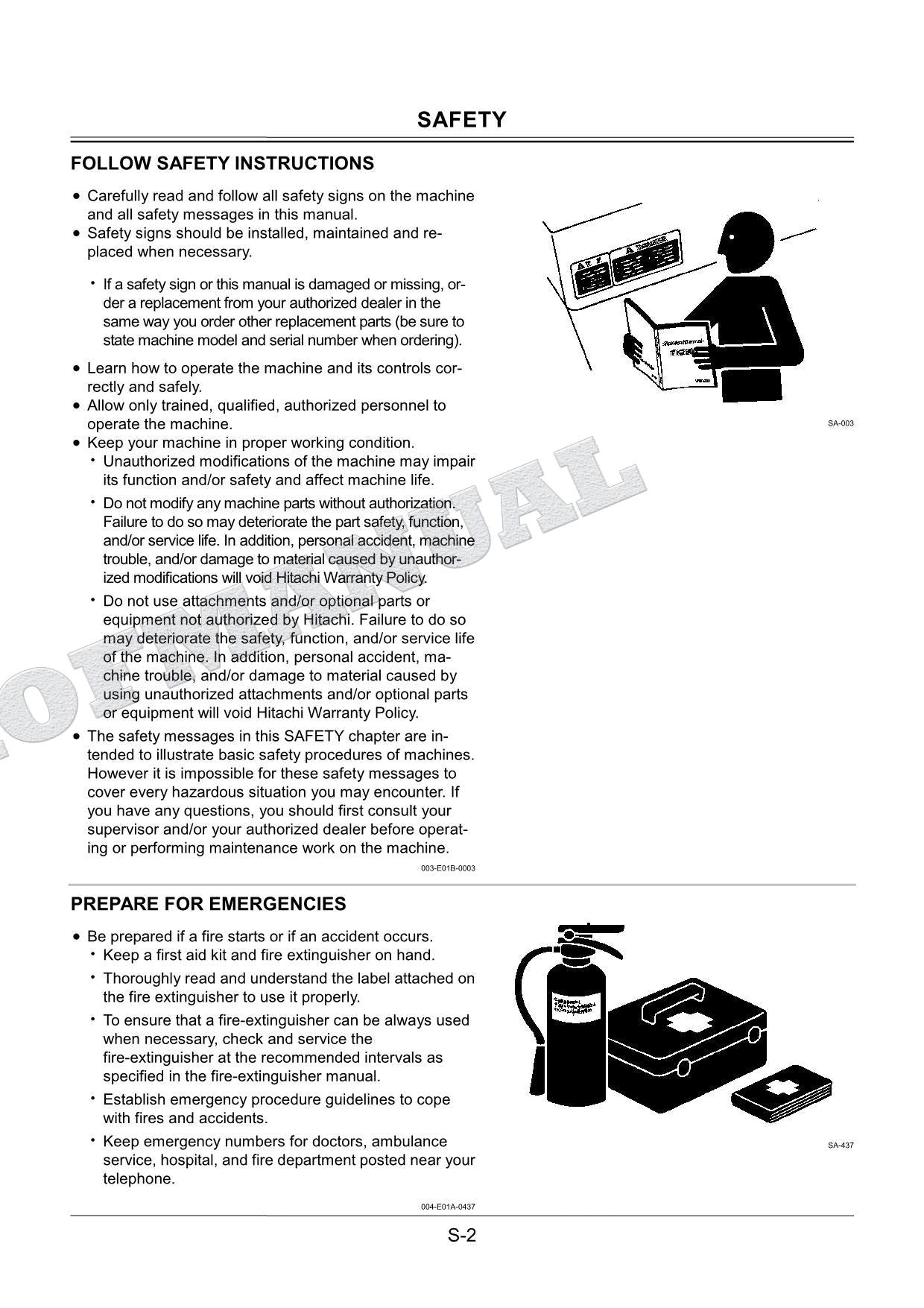 HITACHI SHELL-PUSH CLAMSHELL BUCKET 0.2 0.25 m3 Excavator Parts Catalog Manual