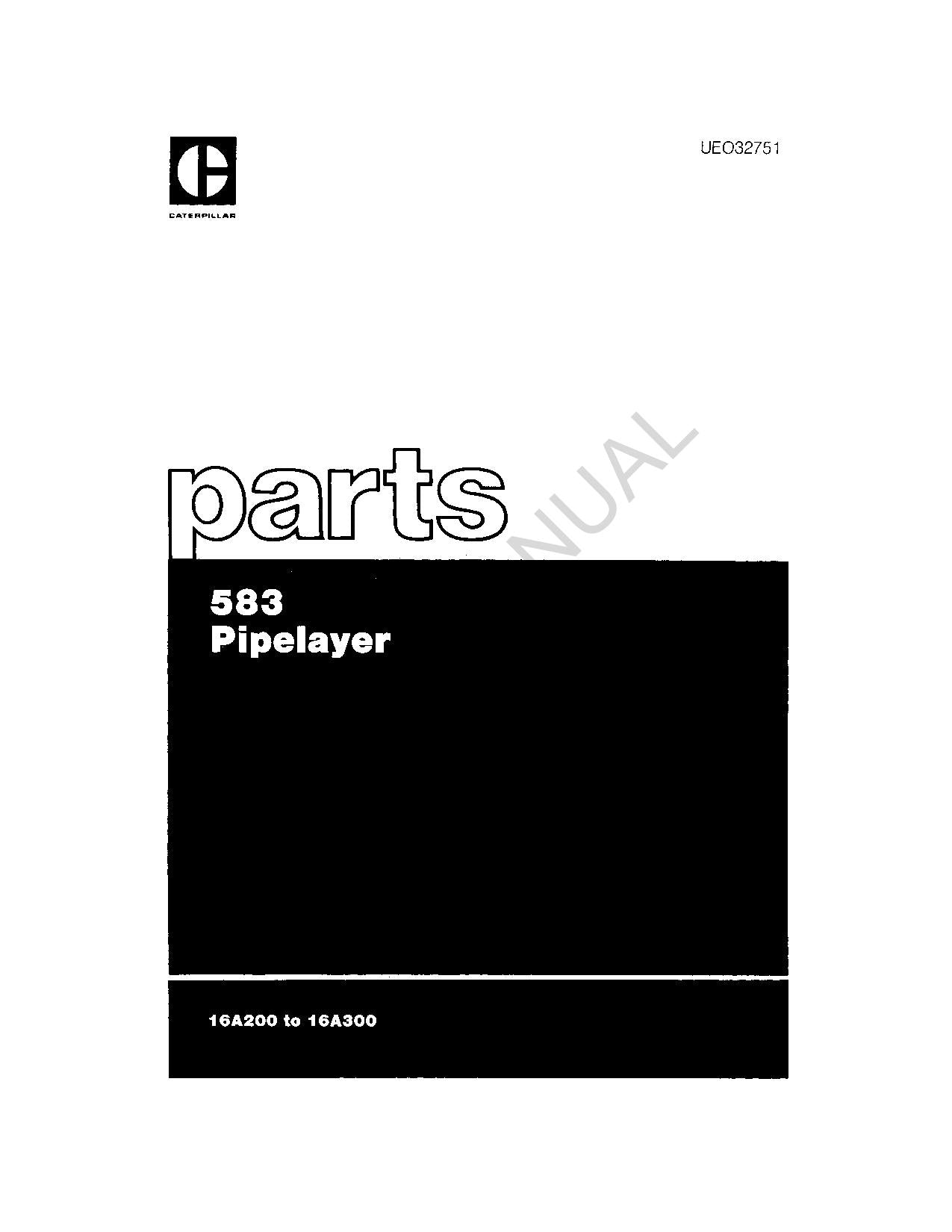 Caterpillar 583 Pipelayer Parts Catalog Manual ser 16A200-300