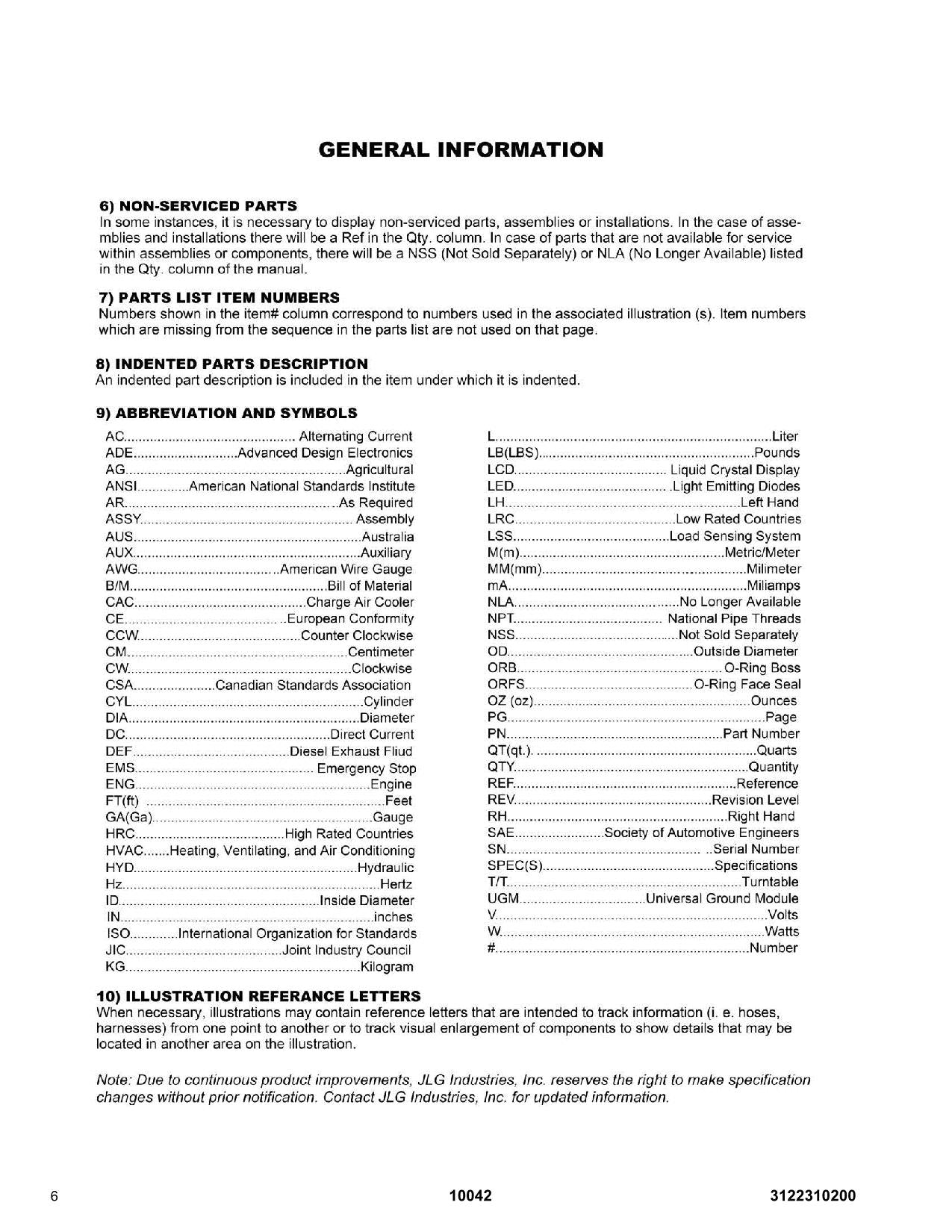 SKYTRAK 10042 Telehandler Parts Catalog Manual