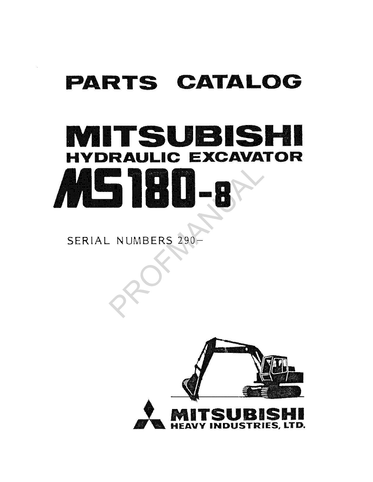 Manuel du catalogue de pièces détachées pour pelle hydraulique Caterpillar Mitsubishi MS180 8 290-Up