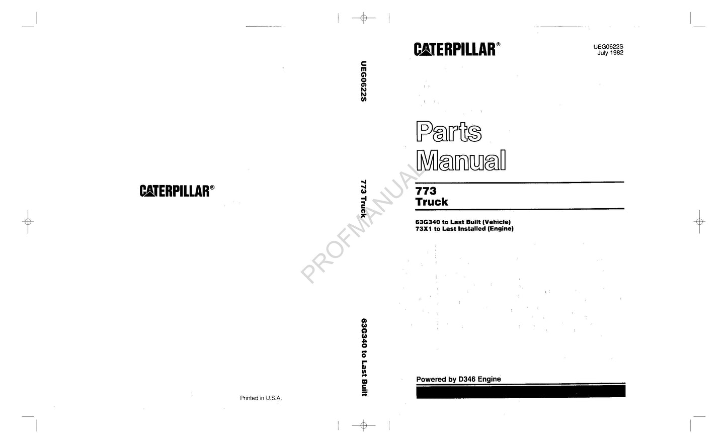 Caterpillar Cat 773 Off Highway Truck Parts Catalog Manual