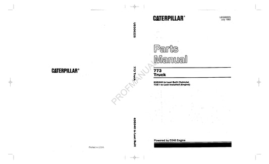 Caterpillar Cat 773 Off Highway Truck Parts Catalog Manual