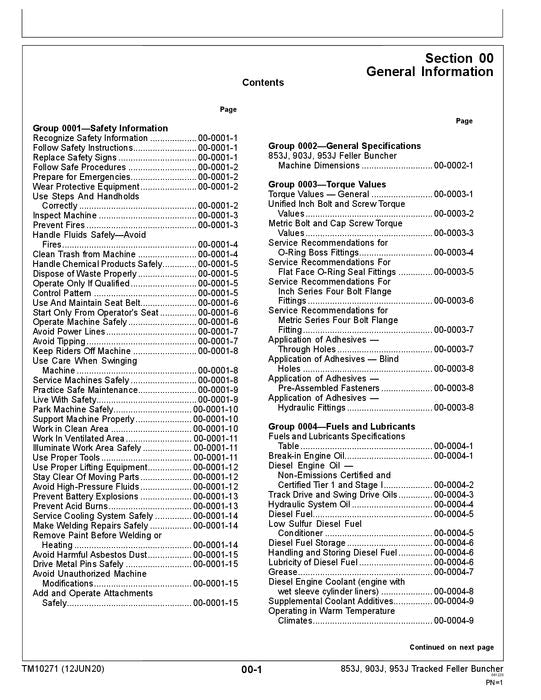 JOHN DEERE 853J 903J 953J BÜNDELMASCHINE REPARATUR TECHNISCHES HANDBUCH TM10271