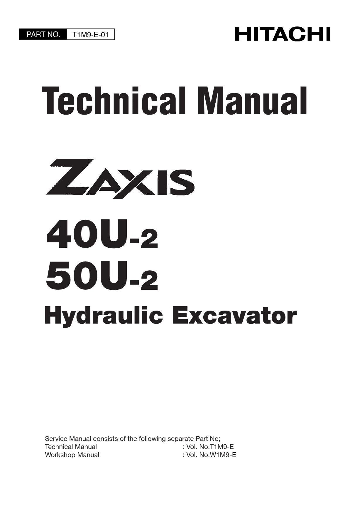 Hitachi ZX40U-2 ZX50U-2 Excavator Service Manual with Schemes