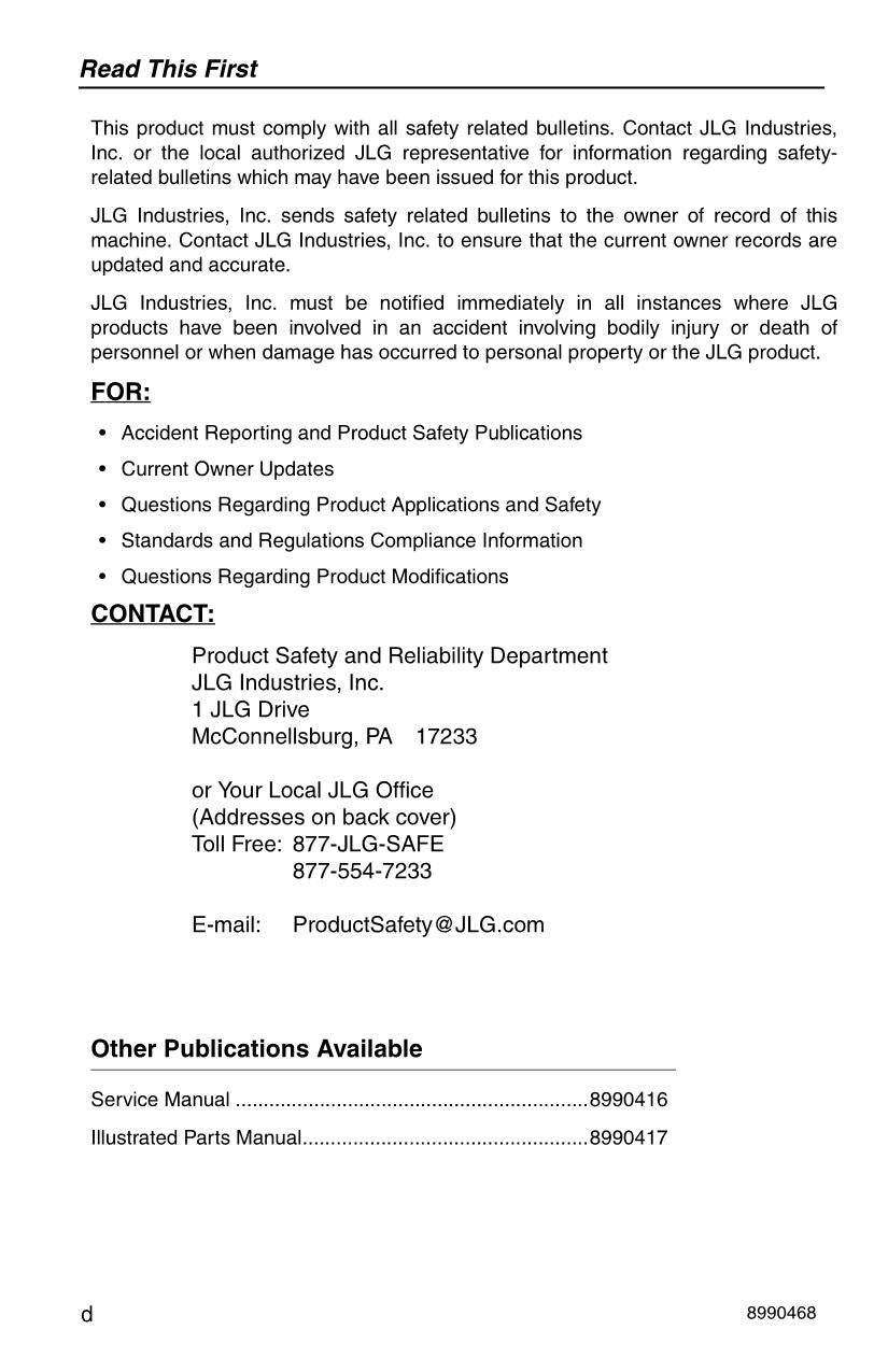 SKYTRAK 6036 Telehandler Maintenance Operation Operators Manual 8990468