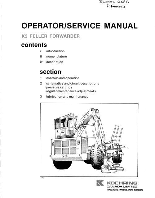 JOHN DEERE K3FF FORWARDER BEDIENER SERVICE-REPARATURHANDBUCH