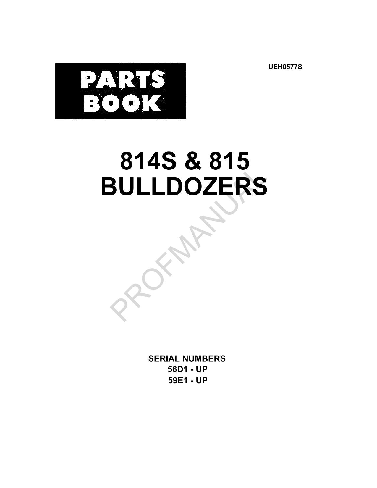 Caterpillar Cat 814S 815 Bulldozer Parts Catalog Manual