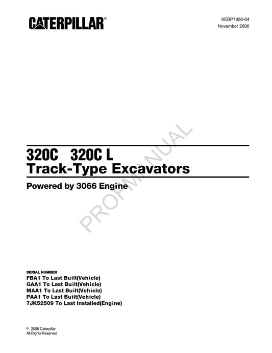 Caterpillar Cat 320C 320C L Raupenbagger Ersatzteilkatalog Handbuch XEBP7956