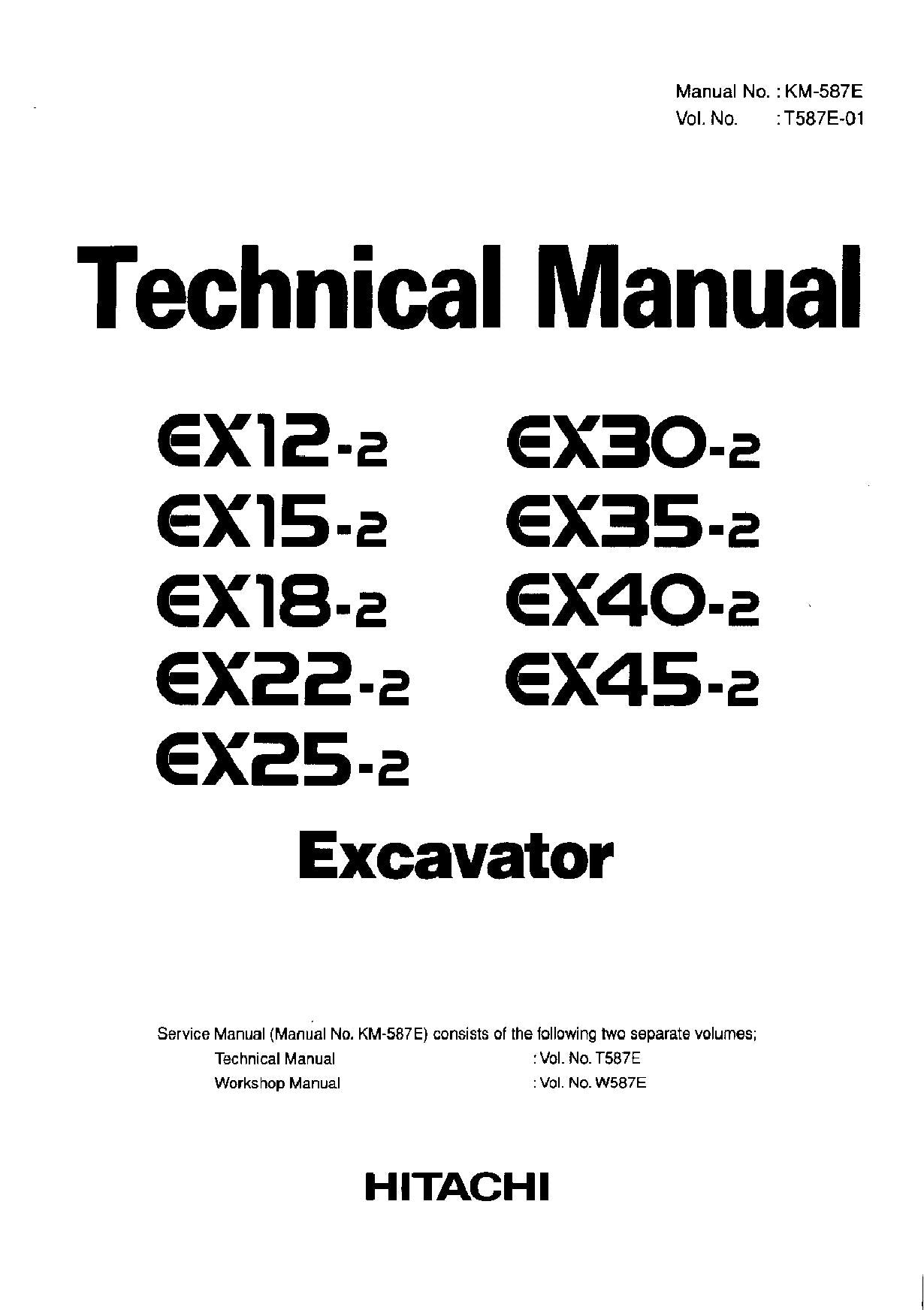 Hitachi EX18-2 EX22-2 Excavator Operational Test Troublesh Scheme Service Manual