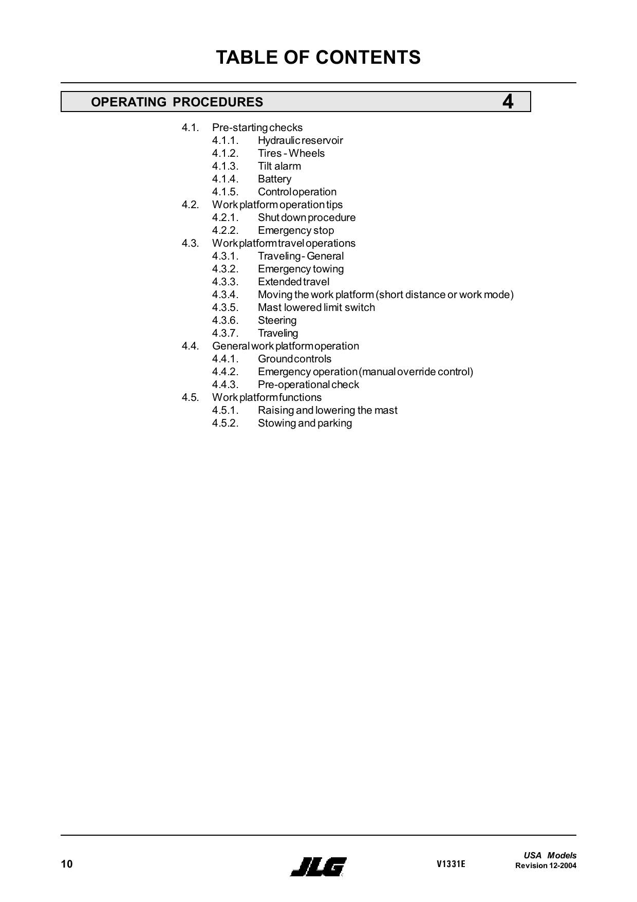 TOUCAN V1331E Vertical Lift Maintenance Operation Operators Manual