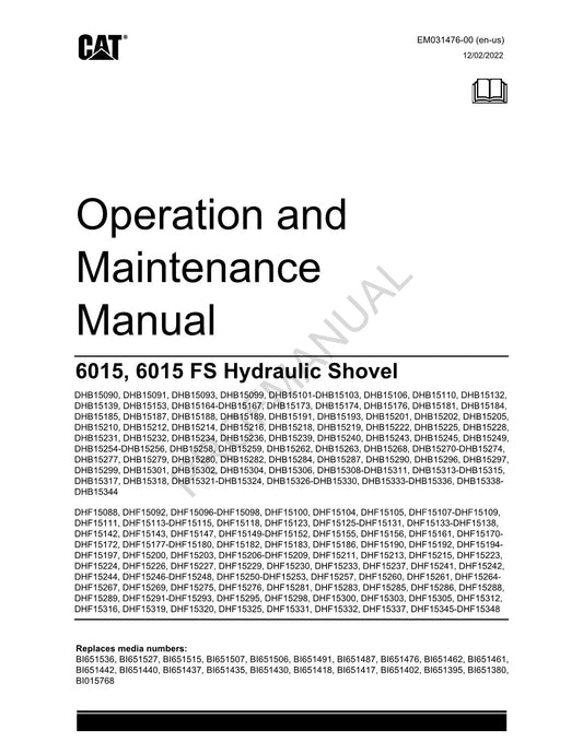 Caterpillar Cat DHB DHF-6015 6015 FS-QSK19 C C18 BEDIENER-WARTUNGSHANDBUCH