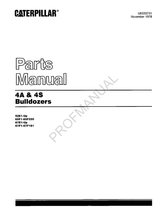 Caterpillar Cat 4A 4S Bulldozer Parts Catalog Manual