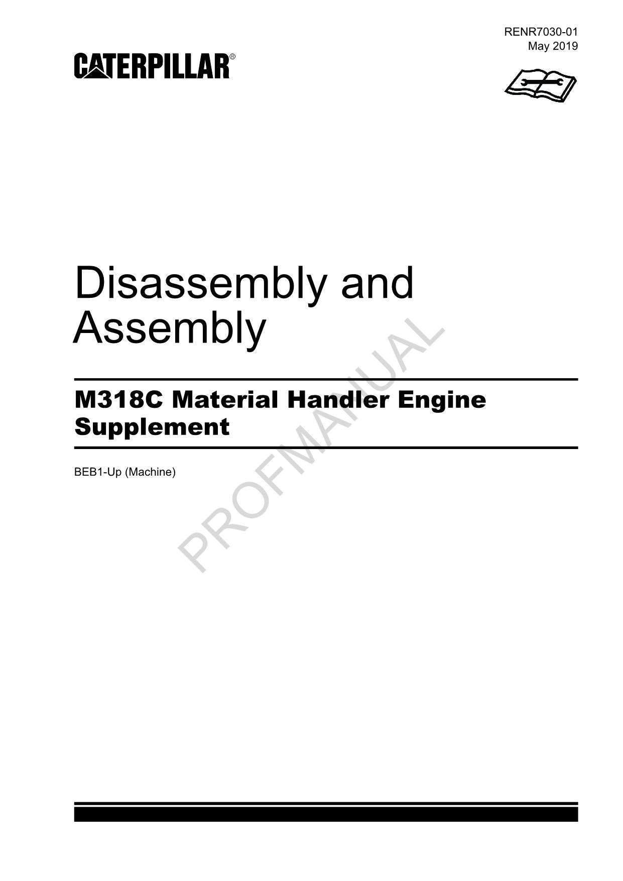 Caterpillar M318C Material Handler Engine Suppl Disass Assembly Service Manual