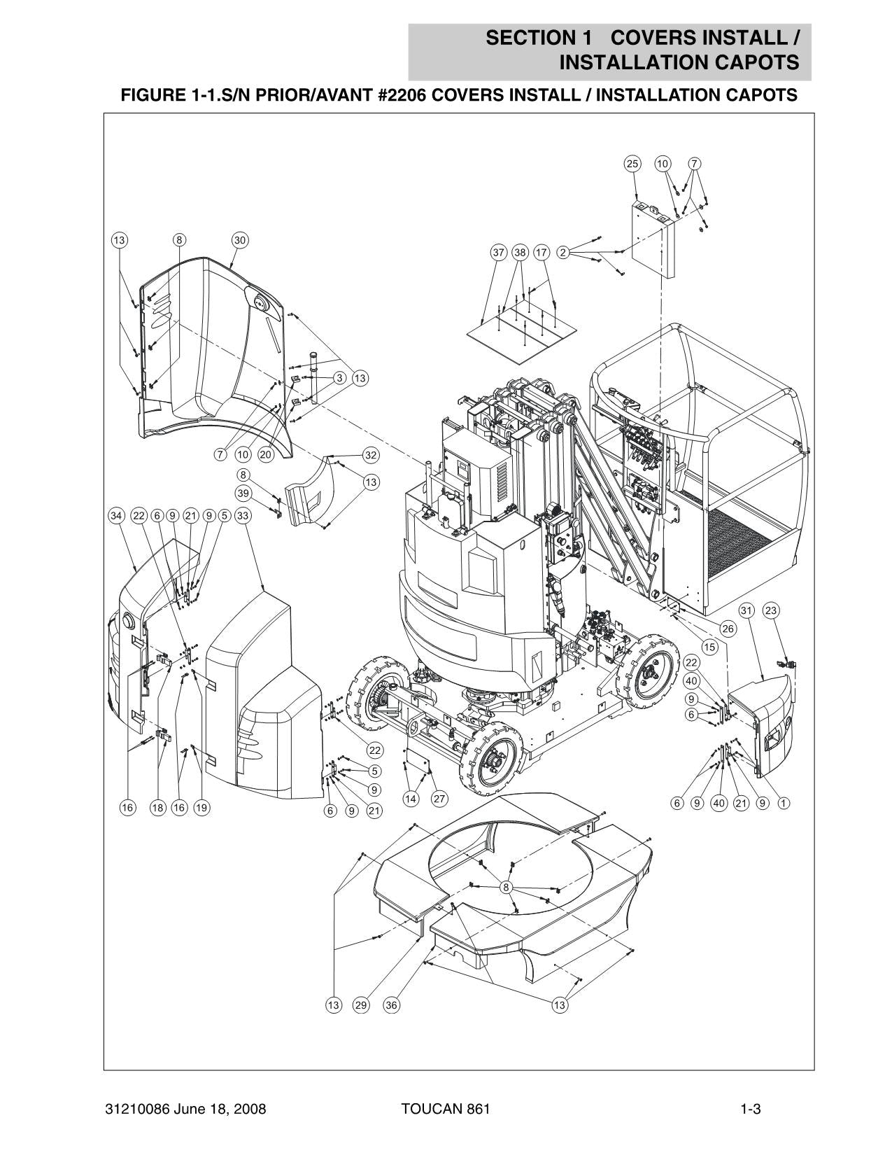 TOUCAN 861 Vertical Lift Parts Catalog Manual Multi languages