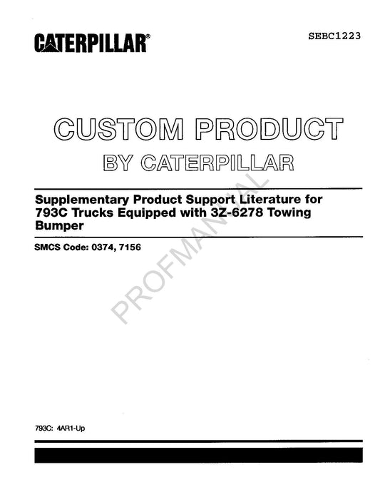 Caterpillar Suppl Product 793C Equipped Off Highway Truck Parts Catalog Manual