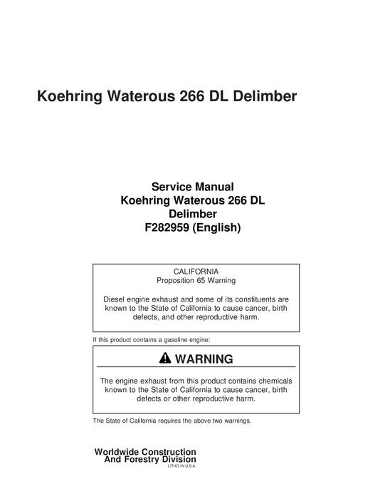 JOHN DEERE 266 DL DELIMBER SERVICE REPAIR MANUAL