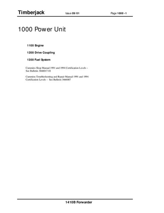 JOHN DEERE 1410B FORWARDER SERVICE REPAIR MANUAL