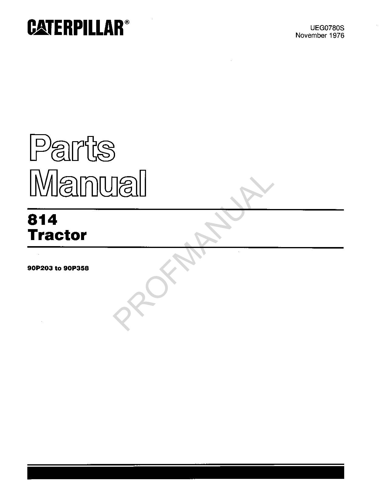 Caterpillar Cat 814 Tractor Parts Catalog Manual