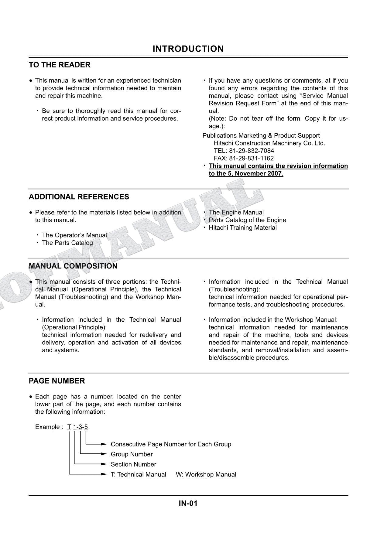 Hitachi ZX210LCN-3 ZX240N-3 Excavator Troubleshooting Schemes Service Manual