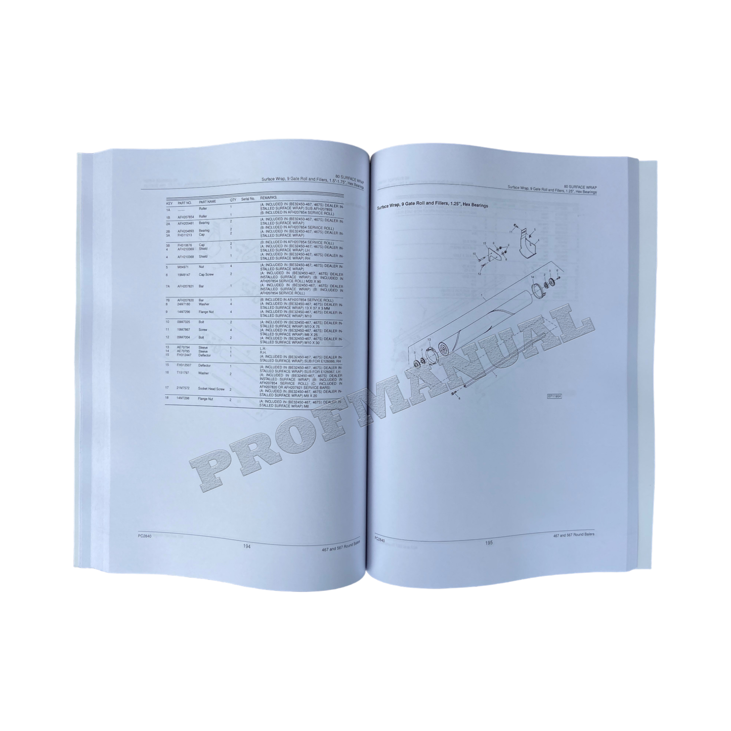 JOHN DEERE 467 467S 567 RUNDBALLENPRESSE ERSATZTEILKATALOGHANDBUCH