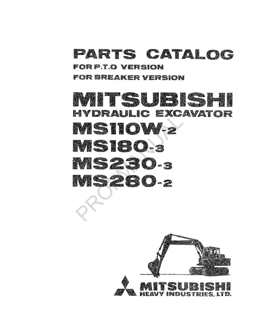 Caterpillar MS110W 2 MS180 3 Mitsubishi Bagger Teilekatalog Handbuch XEBP6029