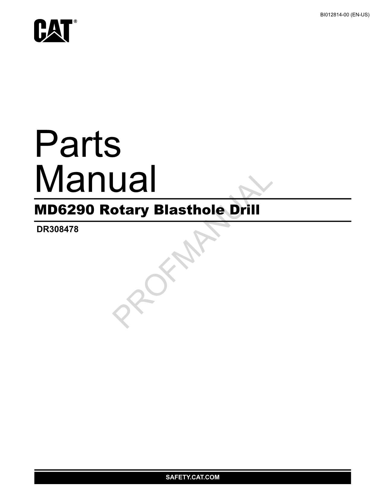 Caterpillar Infinity Blasthole Drill Parts Catalog Manual ser DR3084781M68M79