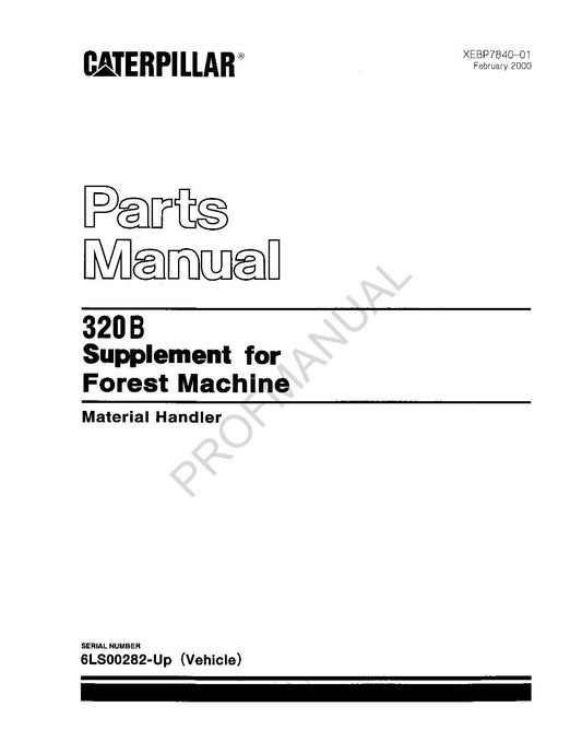 Caterpillar Cat Cat 320B Supplement Material Handler Parts Catalog Manual