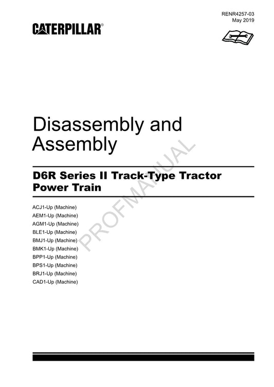 Caterpillar D6R Serie 2 Tractor Power Train Manual Disassembly Assembly RENR4257