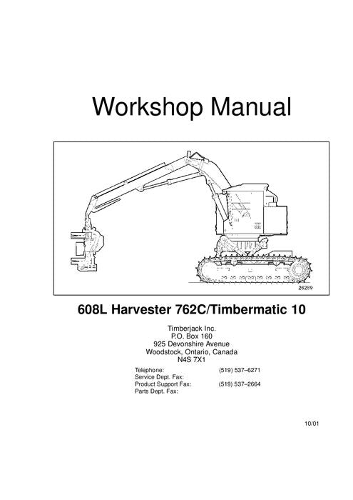 JOHN DEERE 608L TRACKED HARVESTER SERVICE REPAIR MANUAL 10BA1267-