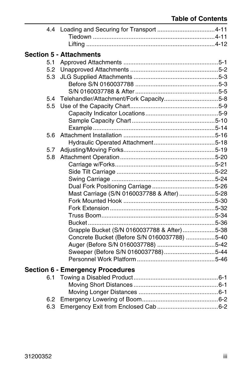 SKYTRAK 10042 10054 6036 6042 8042 Telehandler Operators Manual 31200352