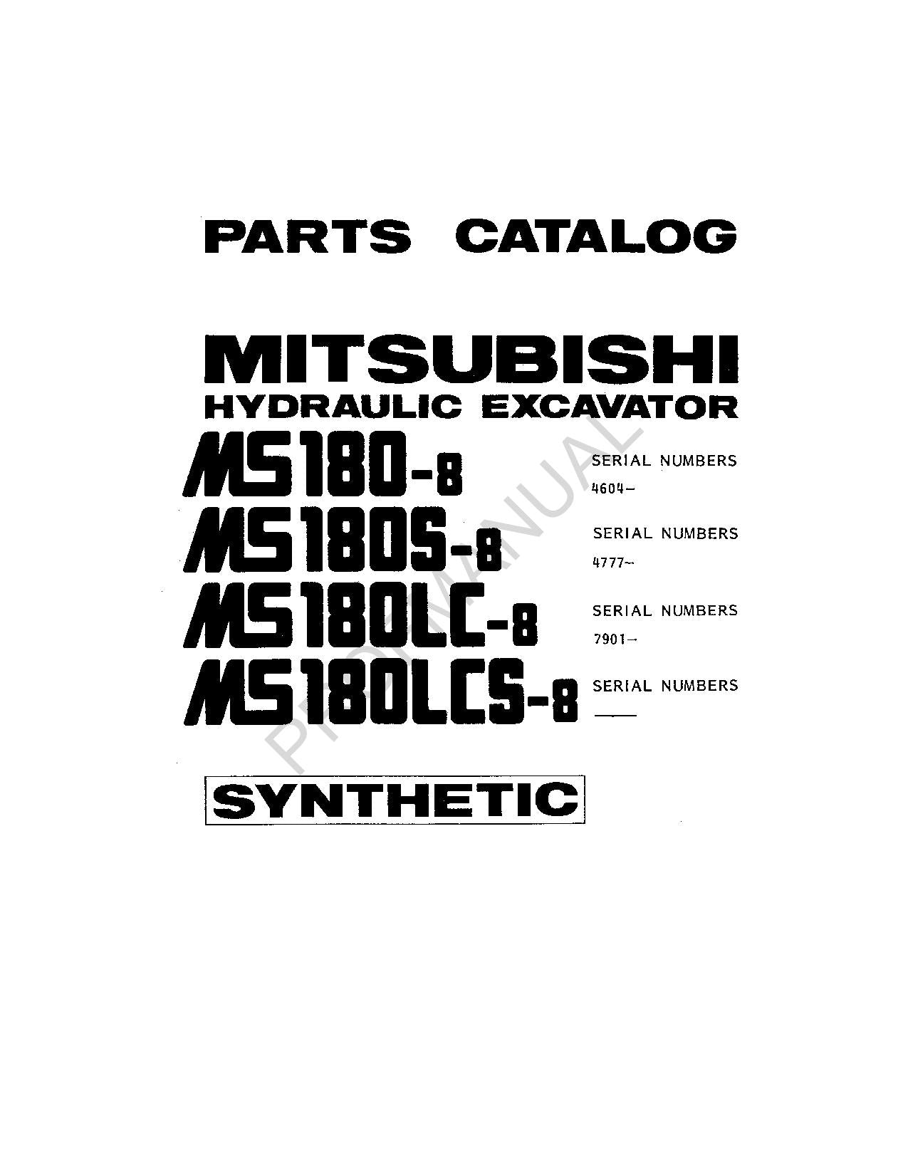 Caterpillar Mitsubishi Excavator MS180 8 MS180S 8 Parts Catalog Manual XEBP6070