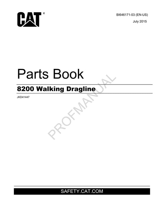 Caterpillar 8200 Walking Dragline Parts Catalog Manual ser JKD41447