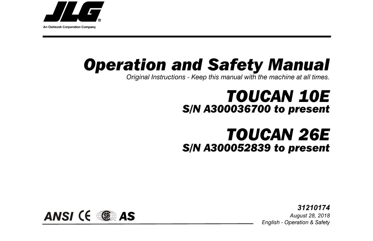 TOUCAN 10E 26E Vertical Lift Maintenance Operation Operators Manual 31210174