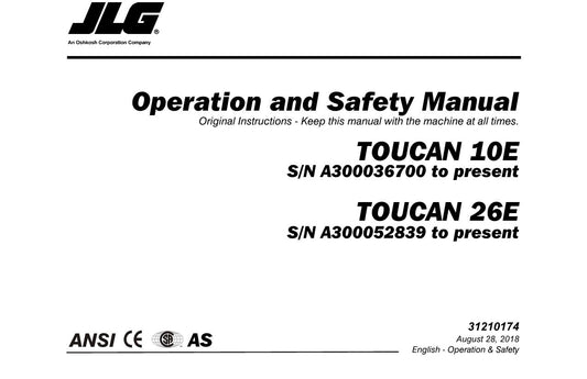 TOUCAN 10E 26E Vertical Lift Maintenance Operation Operators Manual 31210174