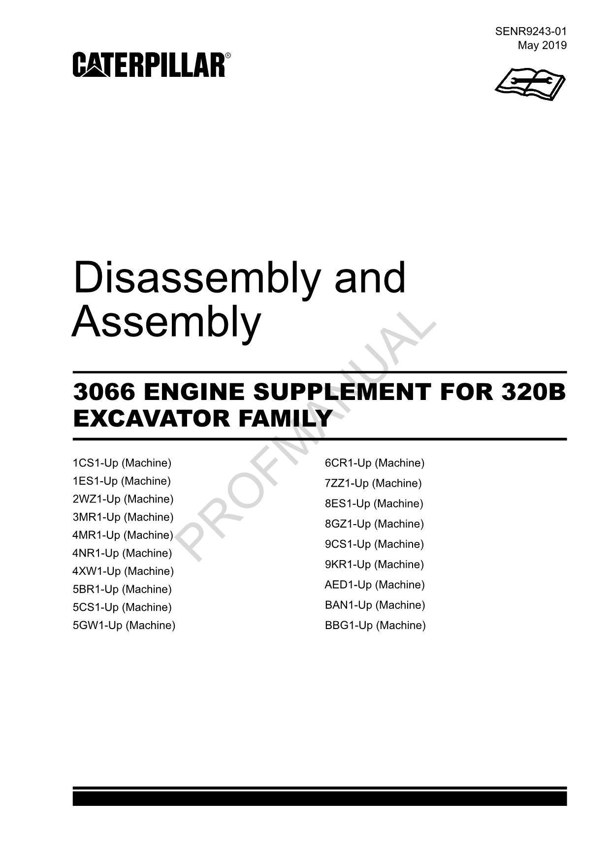 Caterpillar 3066 ENGINE SUPPL 320B EXCAVATOR FAMILY Disassembly Assembly Manual