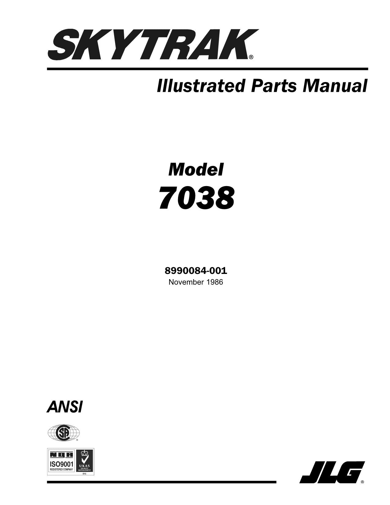 SKYTRAK 7038 Telehandler Parts Catalog Manual