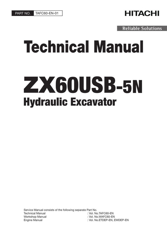 Hitachi ZX60USB-5N Excavator Service Manual with Schemes