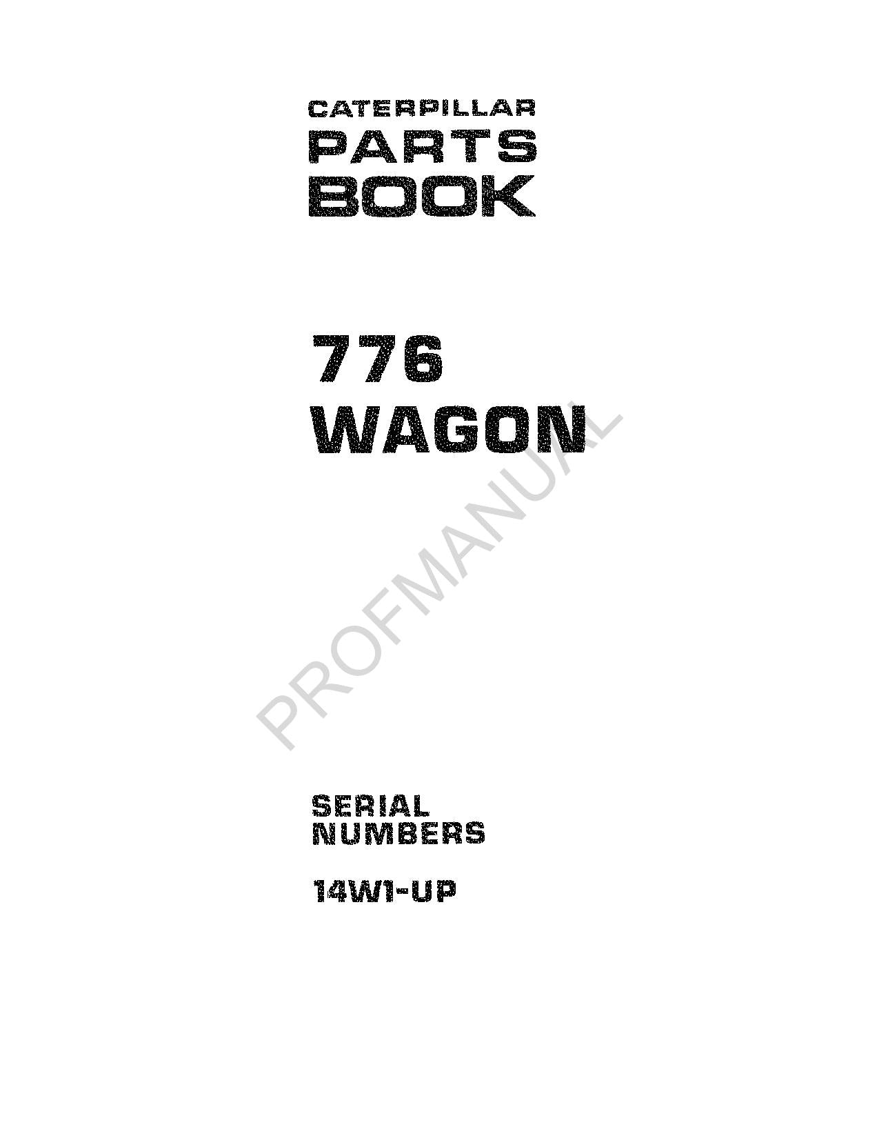 Caterpillar Cat 776 Wagon Coal Off Highway Tractor Parts Catalog Manual