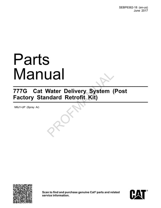 Caterpillar 777G Water Delivery System Off Highway Truck Parts Catalog Manual