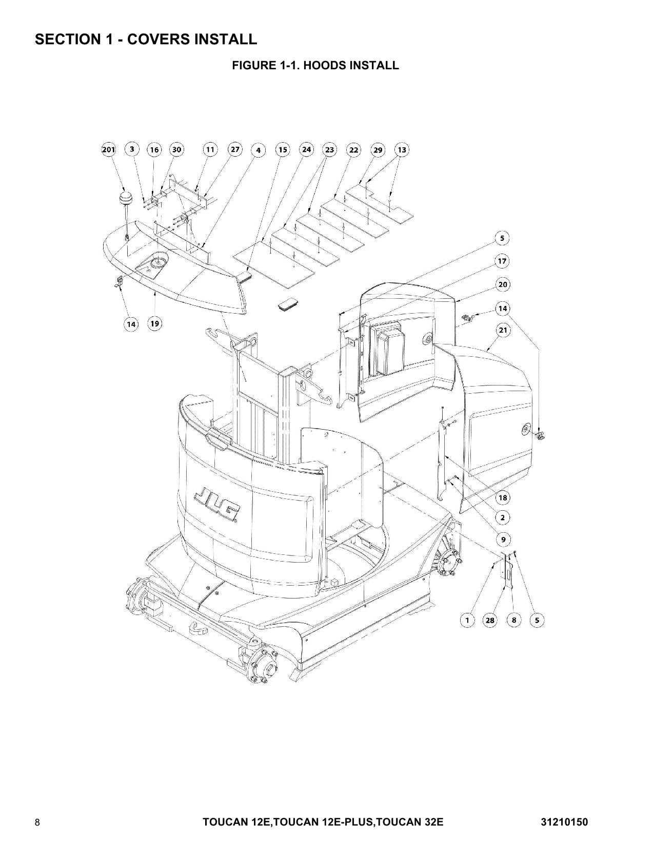 TOUCAN 12E 12E Plus 32E Vertical Lift Parts Catalog Manual 31210150 Multi lang