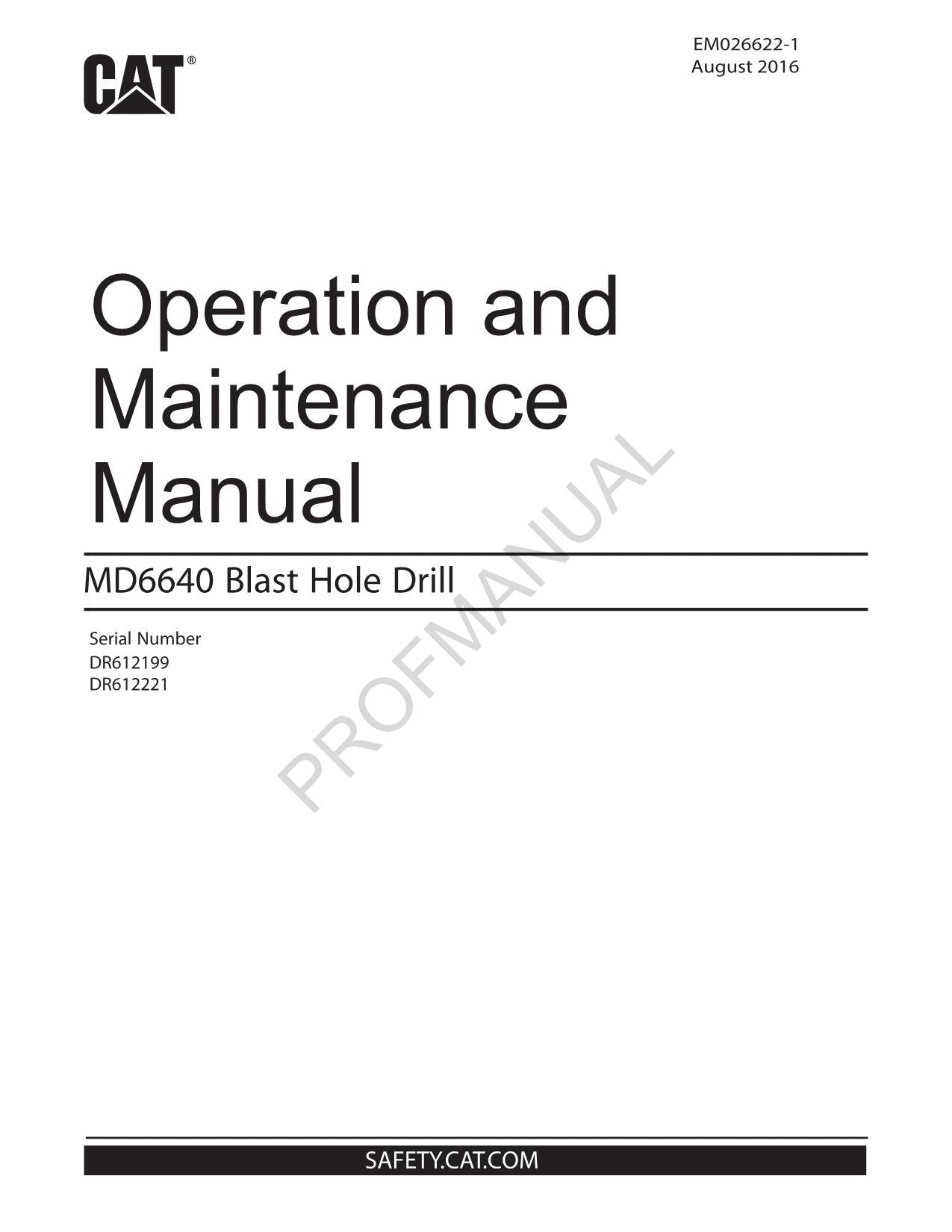 Caterpillar Cat MD6640 Sprenglochbohrer BEDIENUNGS- UND WARTUNGSHANDBUCH