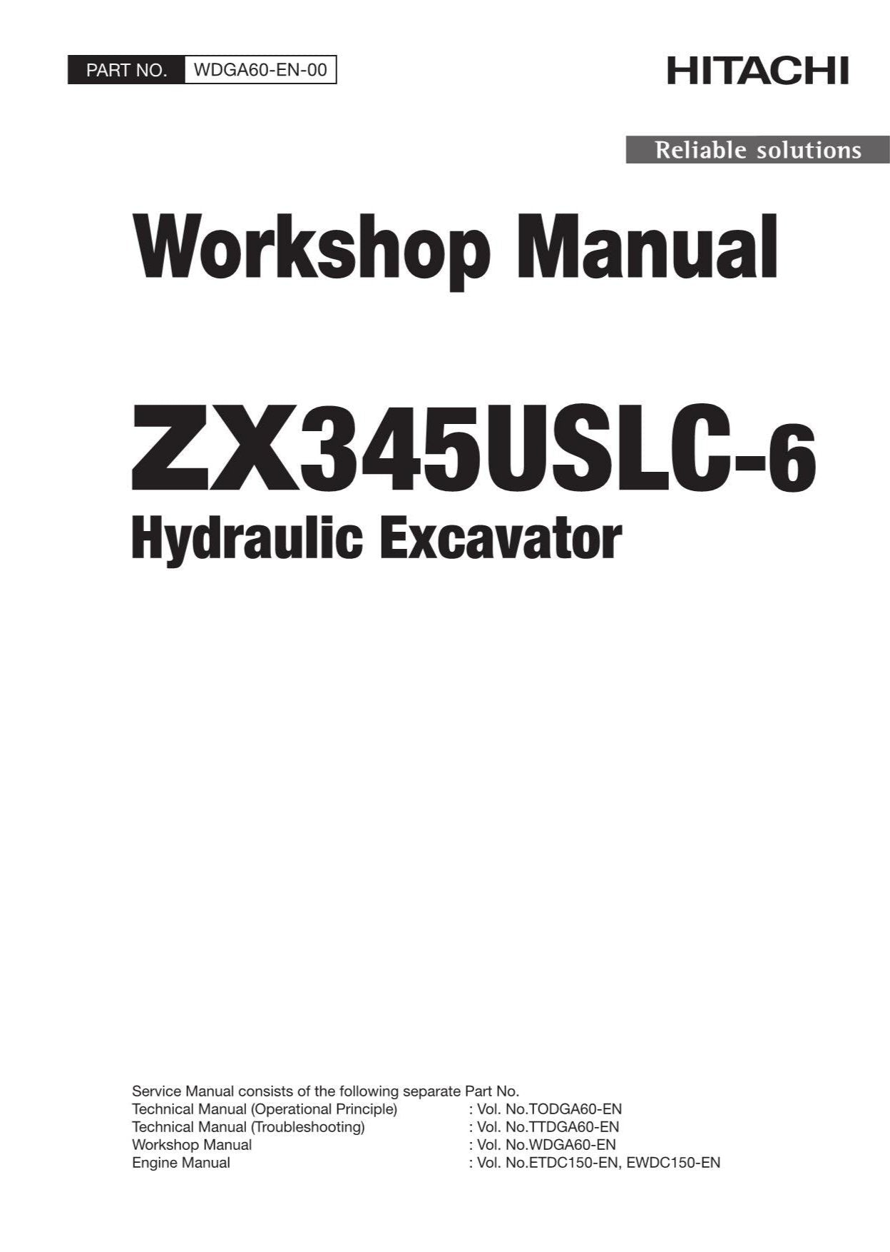 Hitachi ZX345USLC-6 Excavator Workshop Service Repair manual