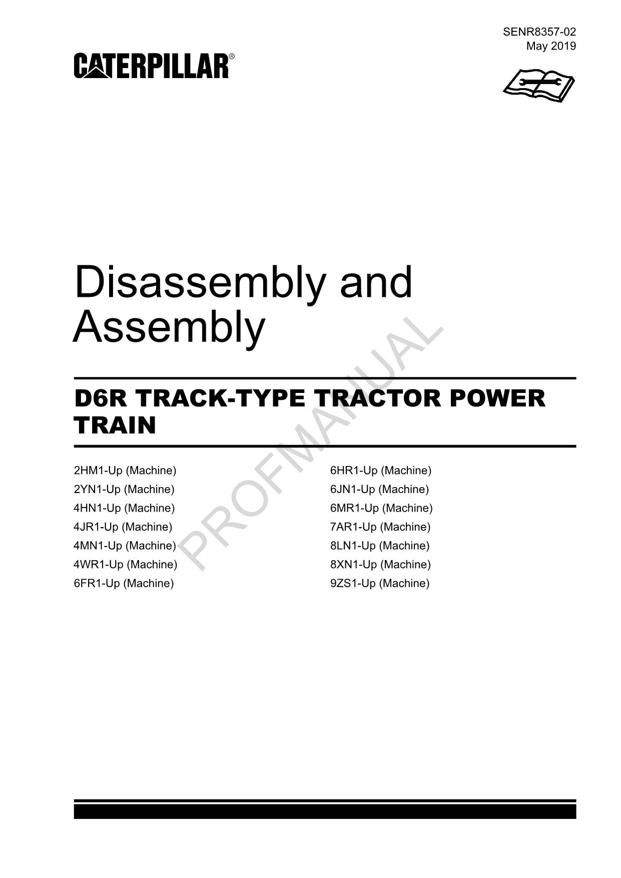 Caterpillar D6R TRACK TRACTOR POWER TRAIN Manual Disassembly Assembly SENR8357