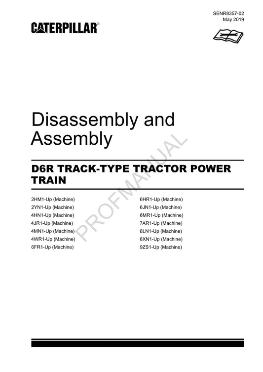 Caterpillar D6R TRACK TRACTOR POWER TRAIN Manual Disassembly Assembly SENR8357