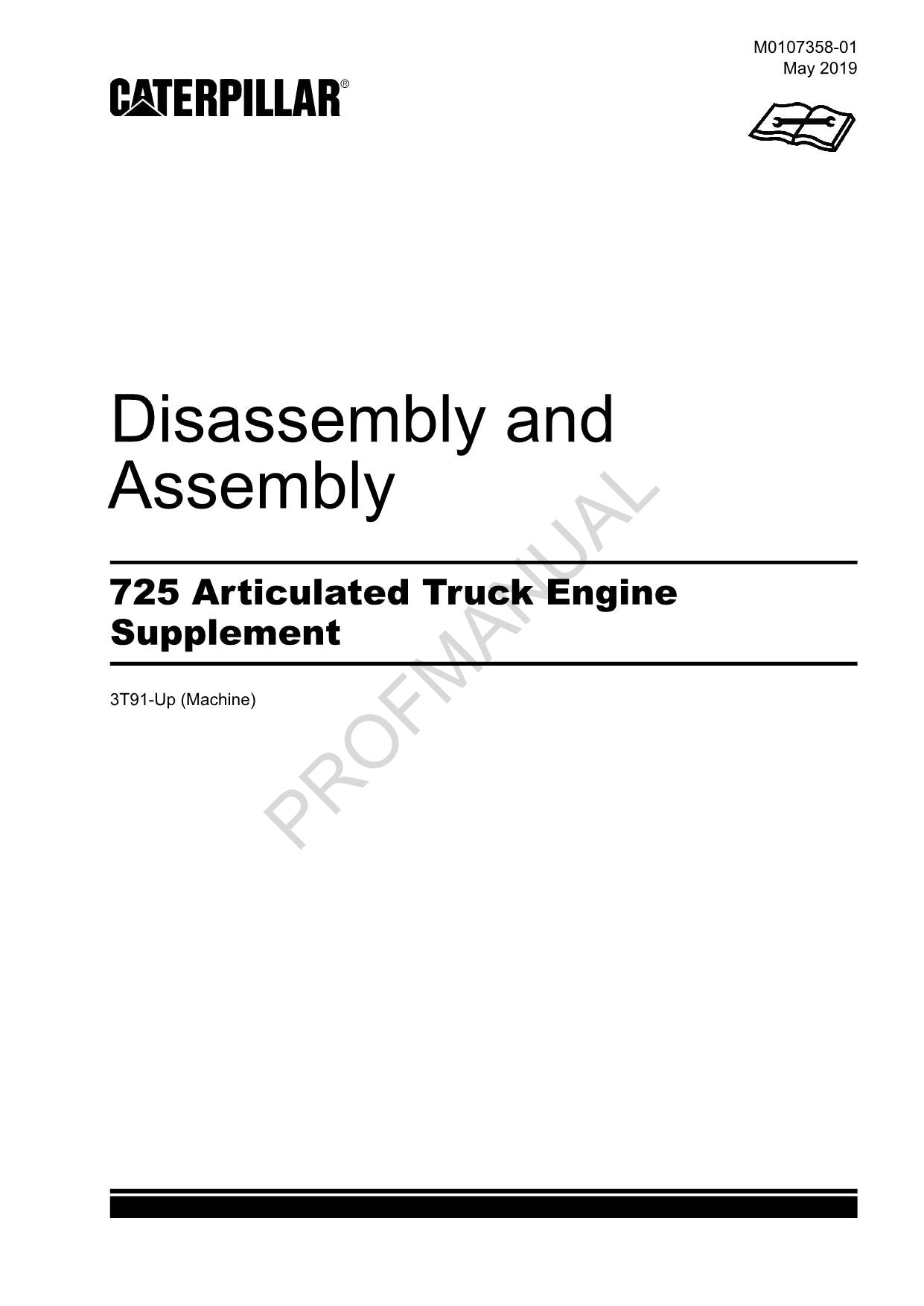 Caterpillar 725 Articulated Truck Engine Suppl Disassembly Assem Service Manual