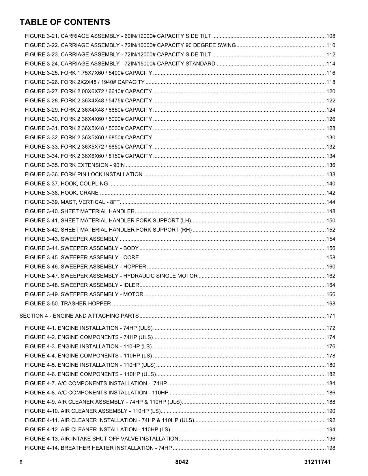 SKYTRAK 8042 Telehandler Parts Catalog Manual 31211741